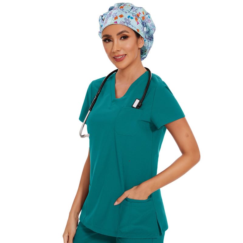 Adjustable Button Scrub Cap — B21-Springtime Waltz — Single Layer — 5