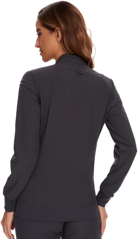 Juno Zip Front Scrub Jacket — Dark Grey — 2