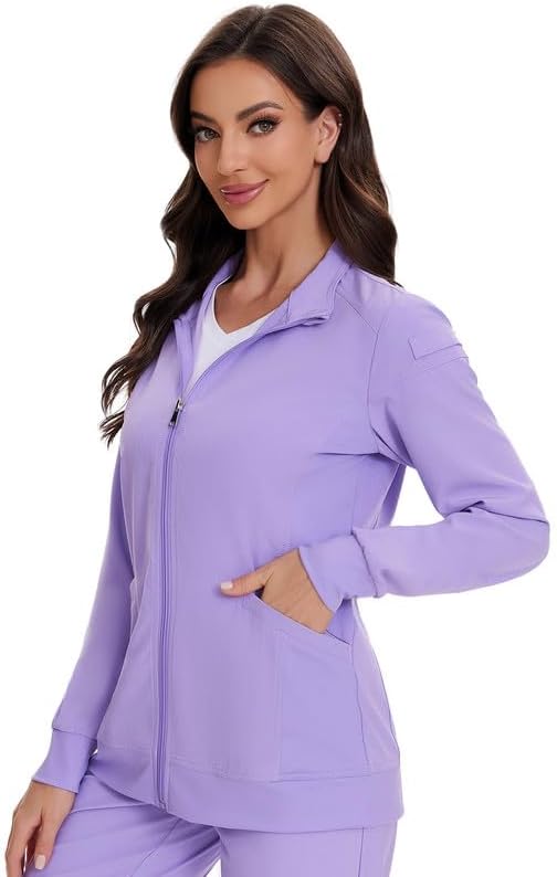 Juno Zip Front Scrub Jacket — Light Purple — 3