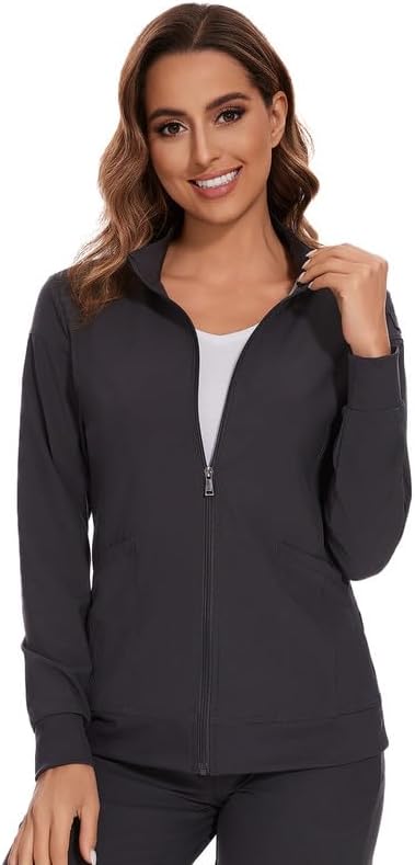 Juno Zip Front Scrub Jacket — Dark Grey — 1