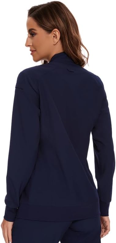 Juno Zip Front Scrub Jacket — Navy Blue — 2