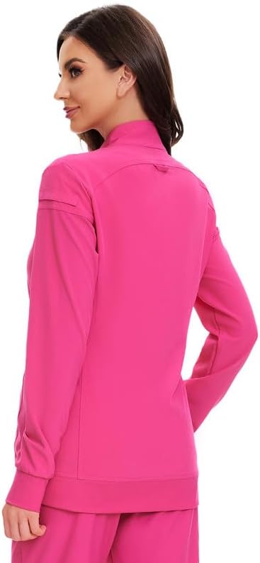 Juno Zip Front Scrub Jacket — Hot Pink — 2