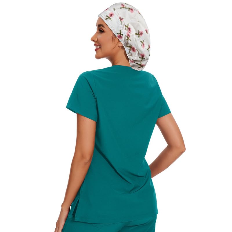 Adjustable Button Scrub Cap — B15-Rosemary Blush — Single Layer — 5