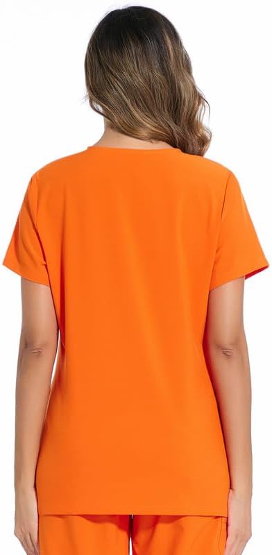 Luna V-Neck Scrub Top — Orange — 3