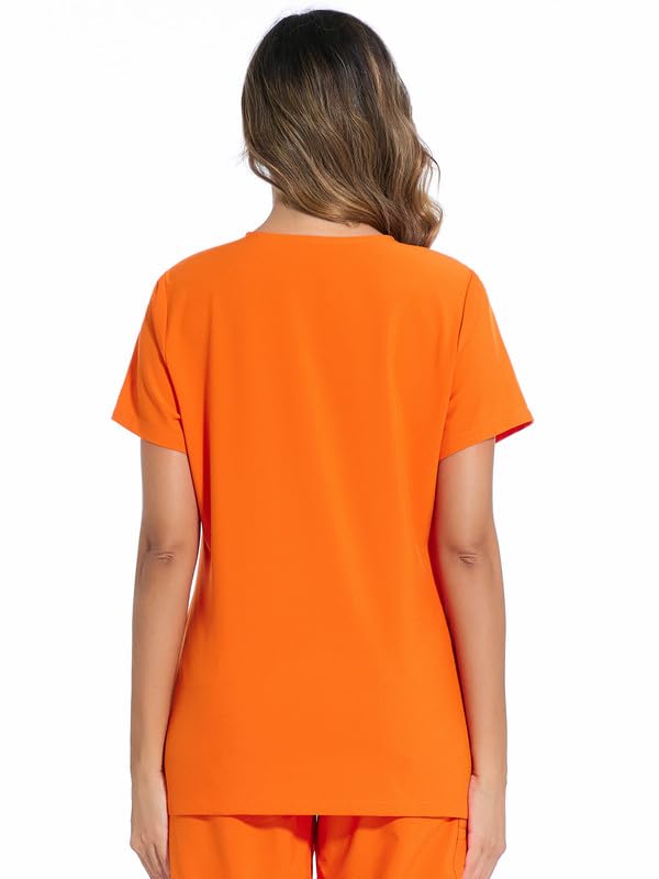 Luna V-Neck Scrub Top — Orange — 3