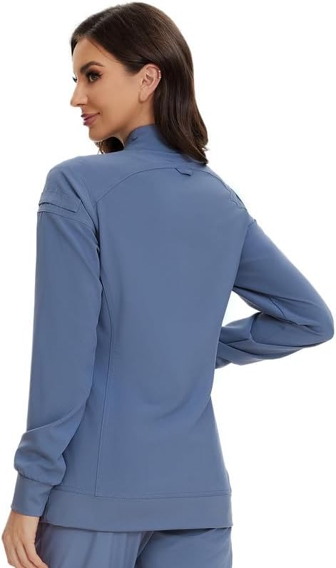 Juno Zip Front Scrub Jacket — Grey — 2