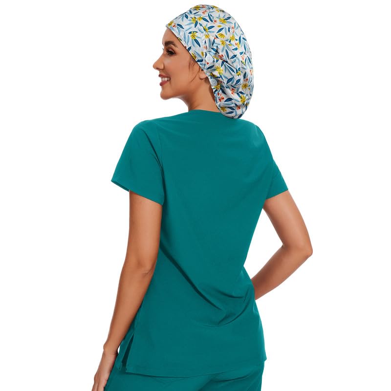 Adjustable Button Scrub Cap — B07-Summer Breeze — Single Layer — 5