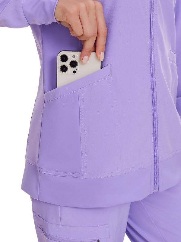 Juno Zip Front Scrub Jacket — Light Purple — 6