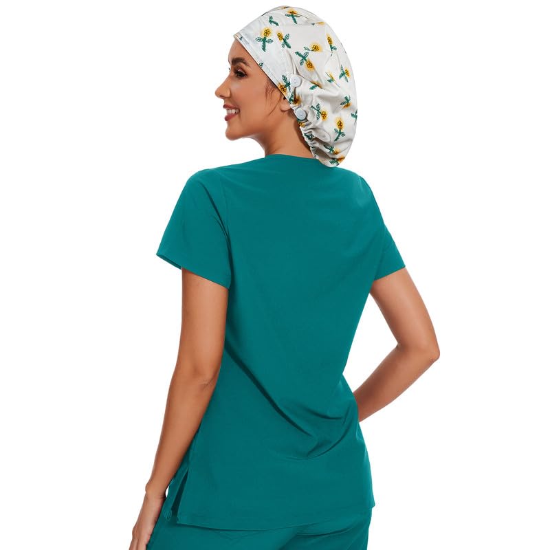 Adjustable Button Scrub Cap — B15-Lemon Blossom — Satin Lined — 5