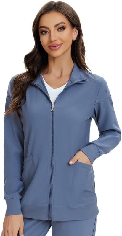 Juno Zip Front Scrub Jacket — Grey — 1