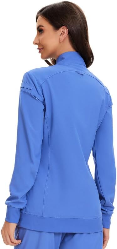 Juno Zip Front Scrub Jacket — Ceil Blue — 2