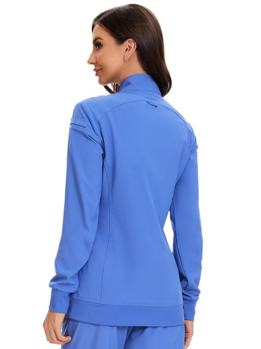 Juno Zip Front Scrub Jacket — Ceil Blue — 2