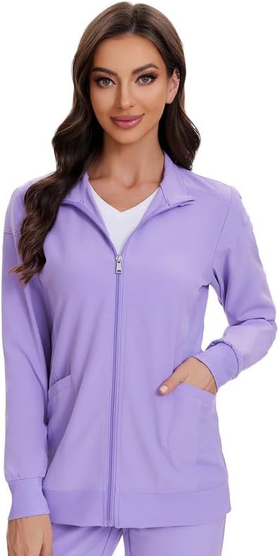Juno Zip Front Scrub Jacket — Light Purple — 1