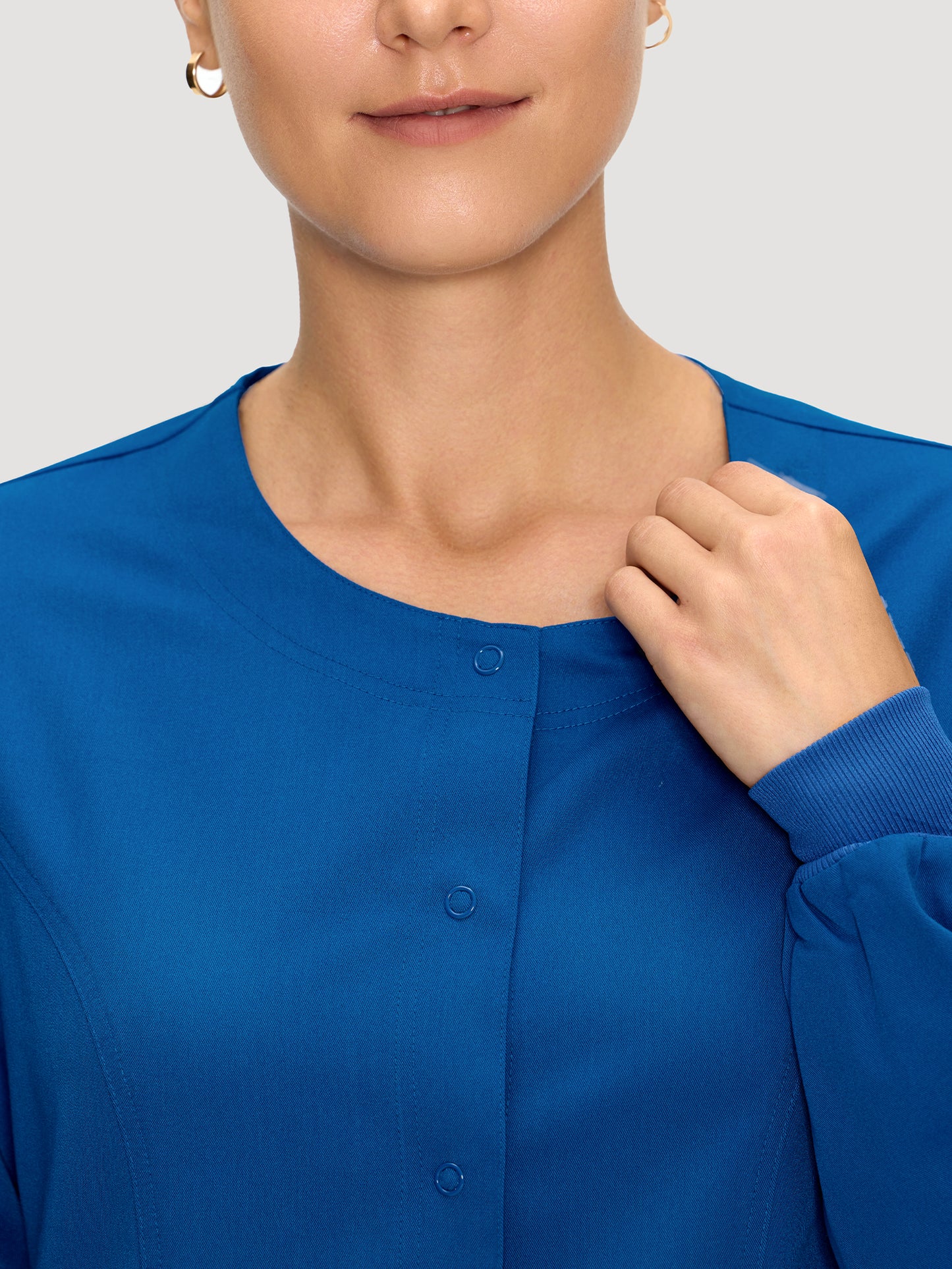 Scrub Jackets for Woman, Snap Front Nurse Jacket with 3 Pockets, Easy Care Soft Fabric