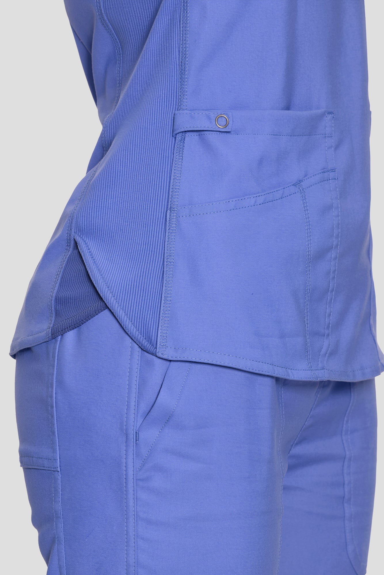 Scrubs for Women Set, V-Neck Top & Straight Leg Cargo Pants. 9 Pockets. Side Ribbed Panels, Side Slits, Ultra-Soft Stretch Fabric, Breathable Medical Uniform for Workwear