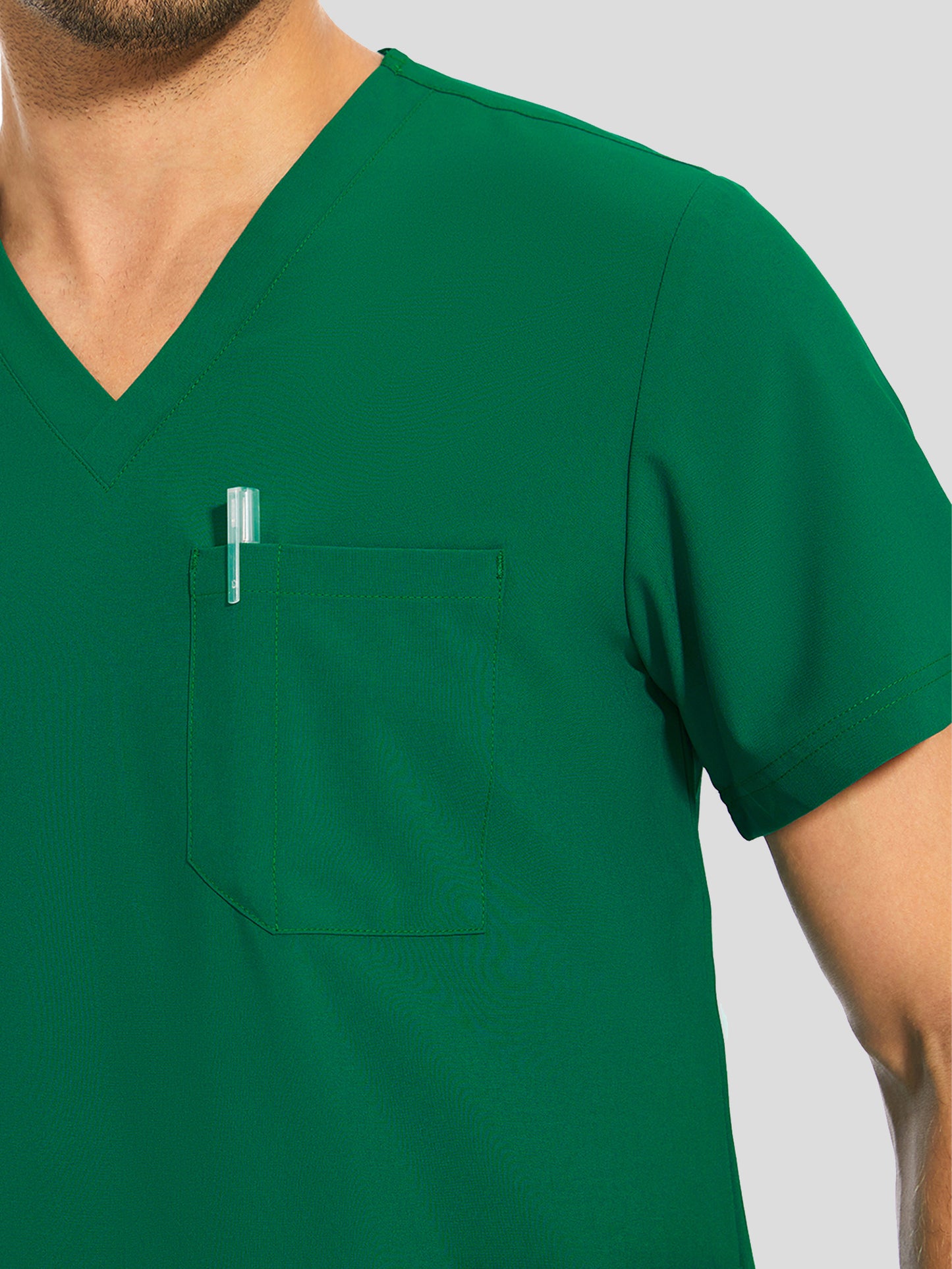 COZYFIT V-Neck Scrub Top & Jogger Pant with 8 Pockets, Yoga Waistband, Anti-Wrinkle Scrubs for Men