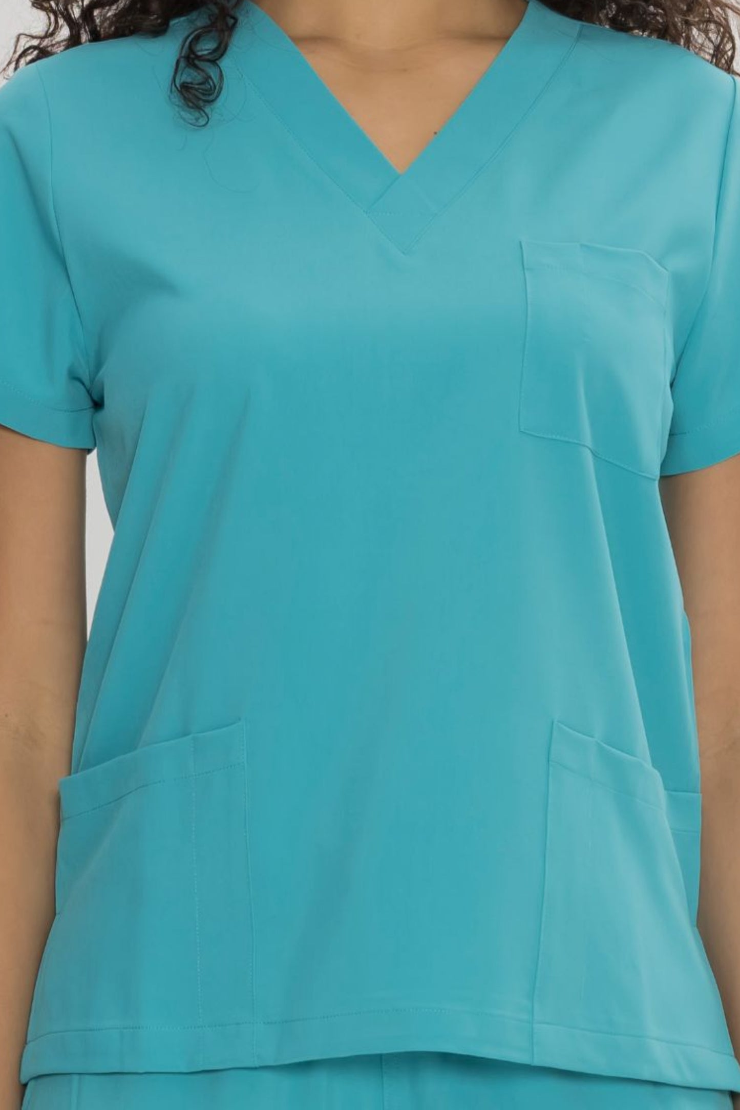 COZYFIT  V-Neck Scrub Top & Straight Leg Pants with 9 Pockets