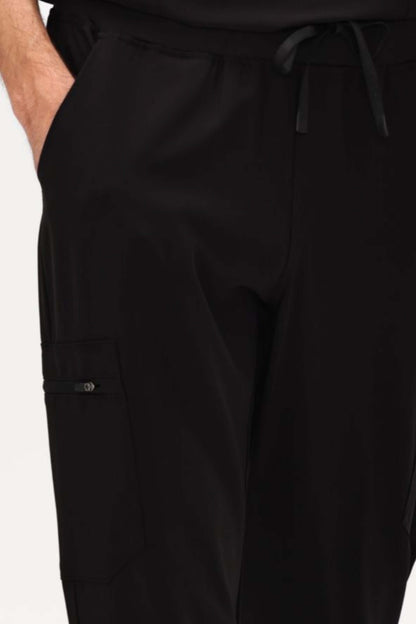 Men's 5-Pocket Jogger Scrub Pants, Black, Waistband Detail