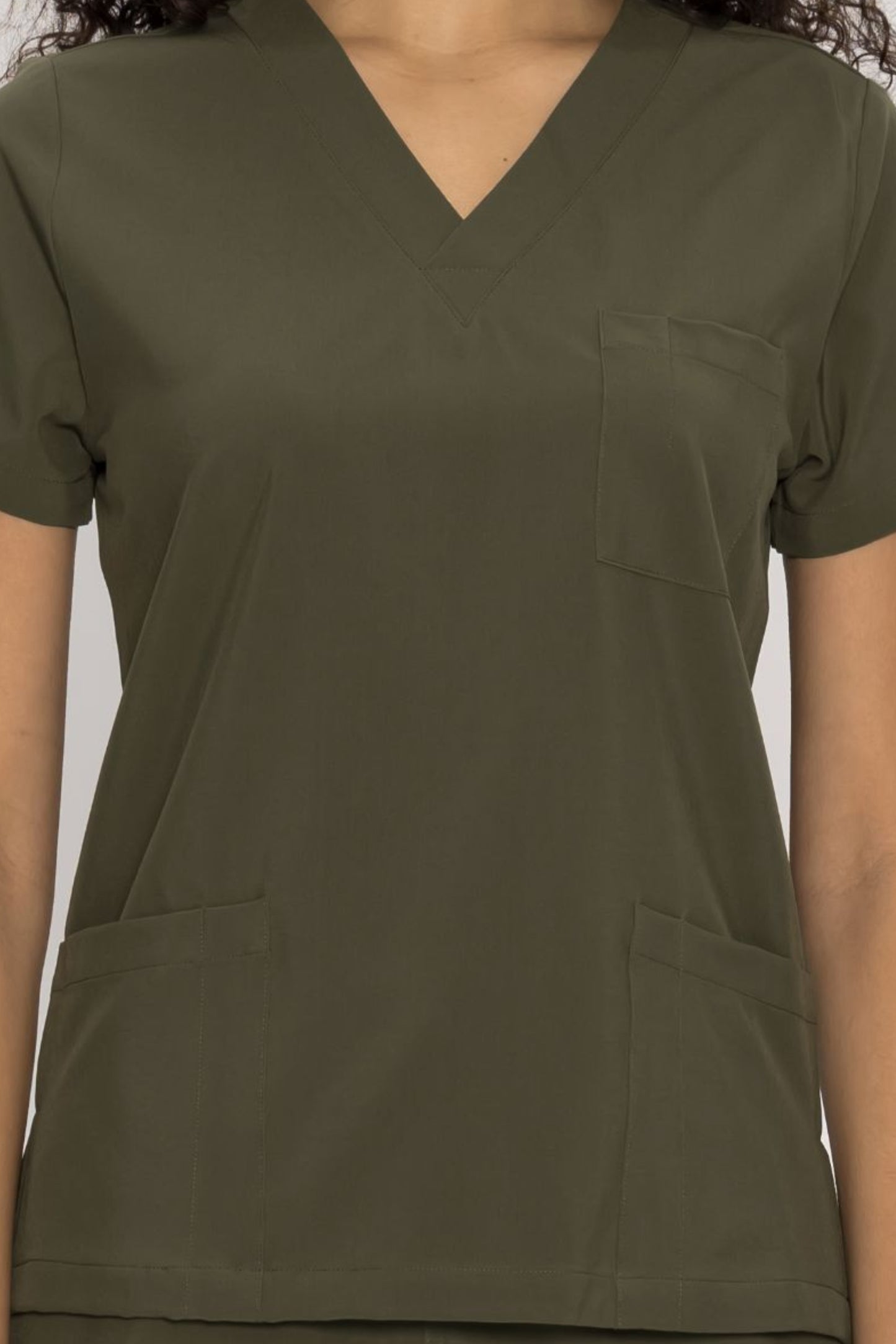 COZYFIT  V-Neck Scrub Top & Straight Leg Pants with 9 Pockets