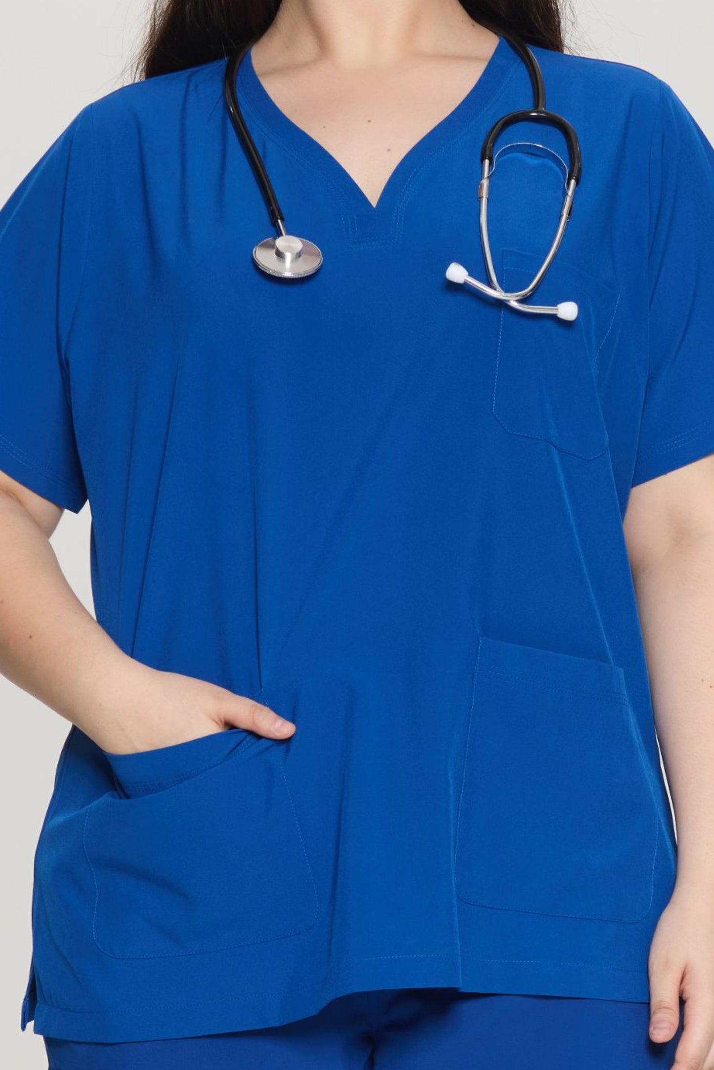 COZYFIT Curved V-Neck Scrub Top & Jogger Pants with 8 Pockets Scrub Sets