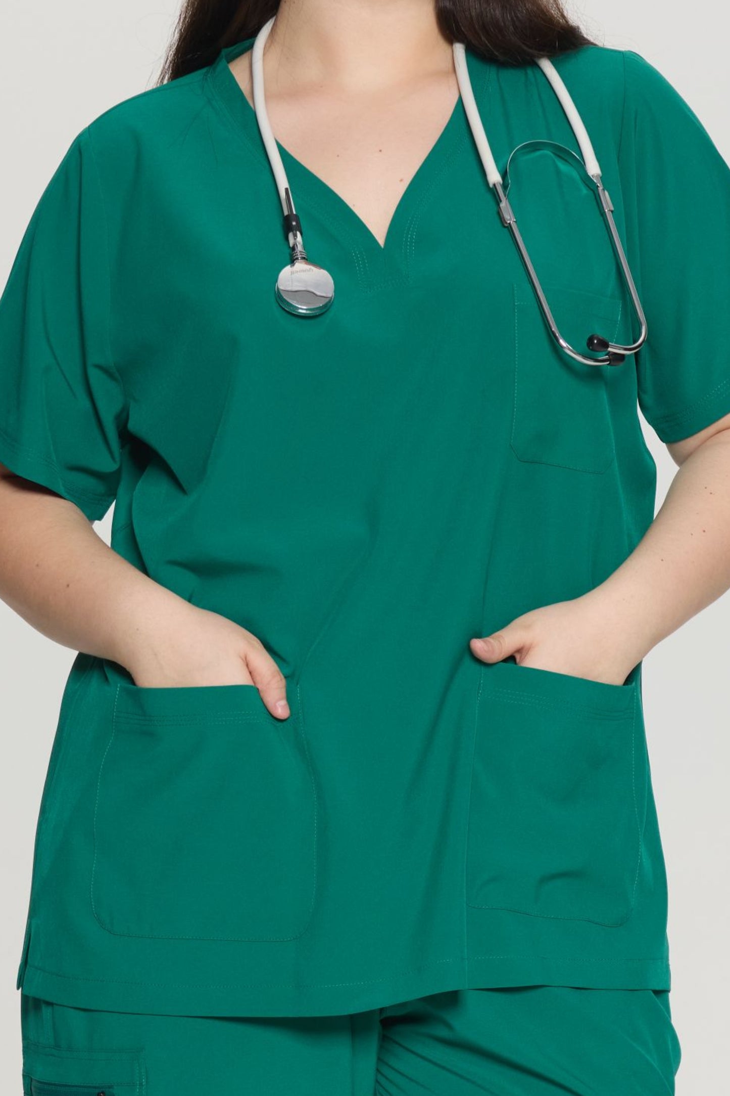 COZYFIT Curved V-Neck Scrub Top & Jogger Pants with 8 Pockets Scrub Sets