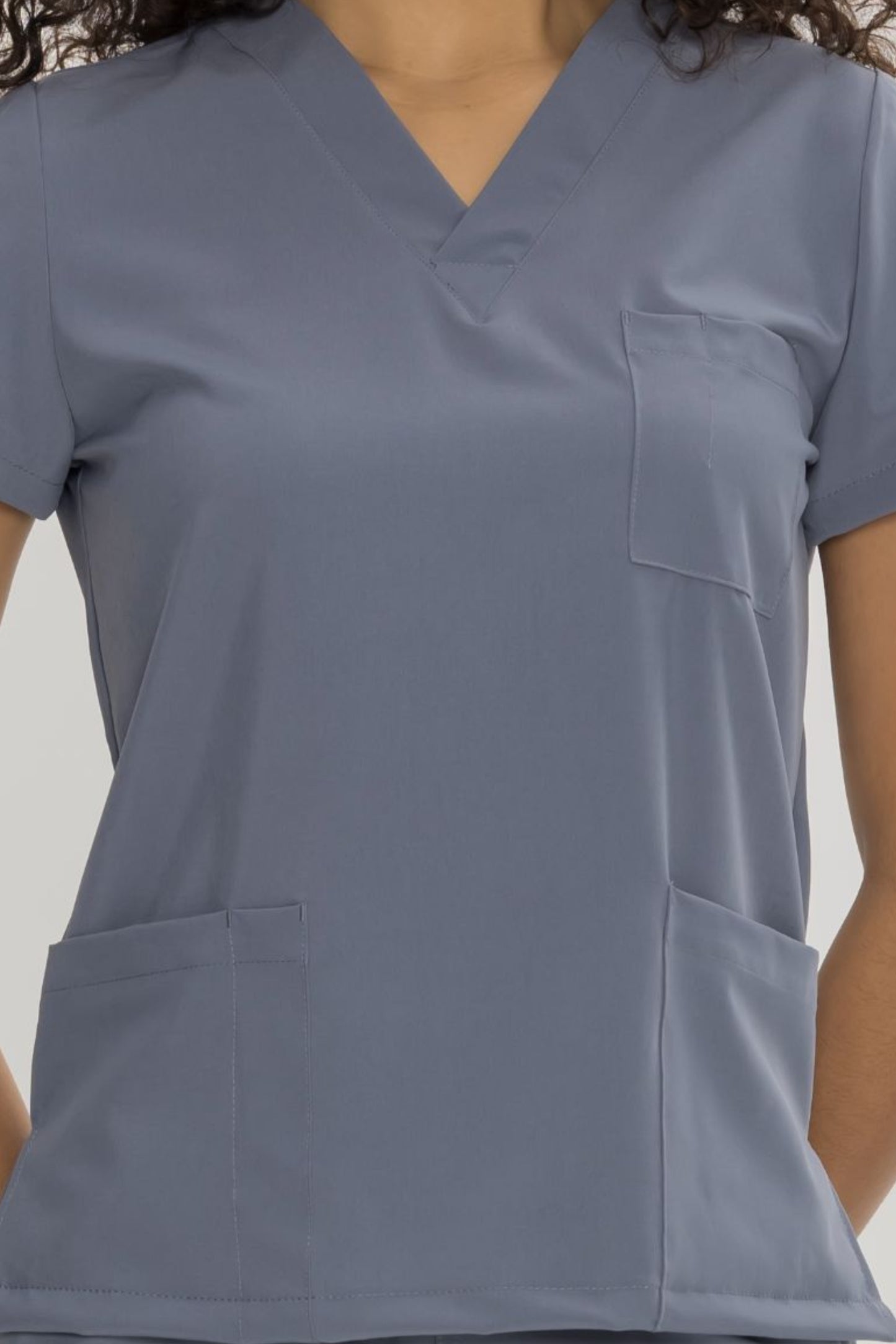 COZYFIT  V-Neck Scrub Top & Straight Leg Pants with 9 Pockets