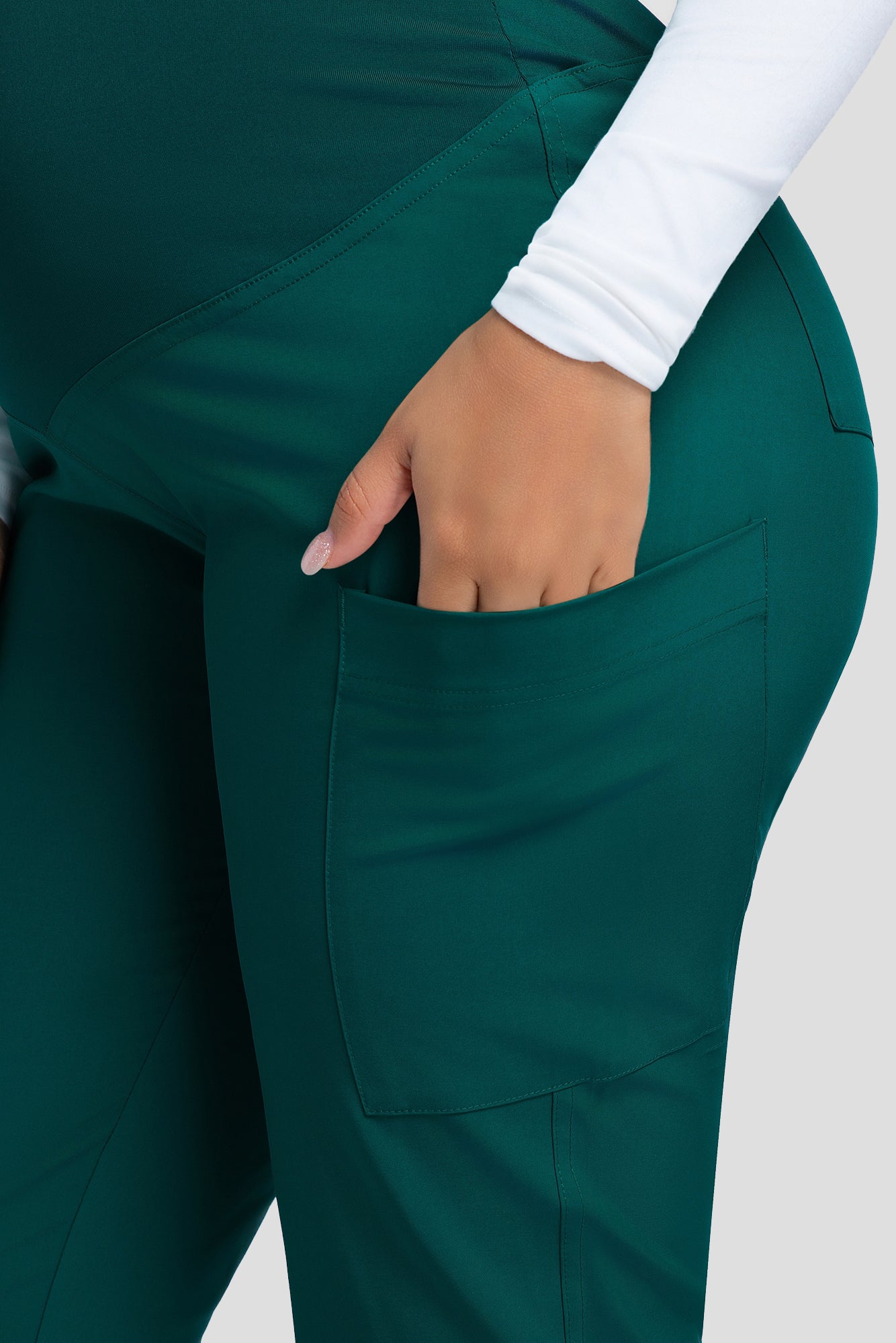 COZYFIT Maternity Scrub Pants - Pregnancy Jogger Pants for Women Workwear with Stretch Belly Panel, 4 Pockets
