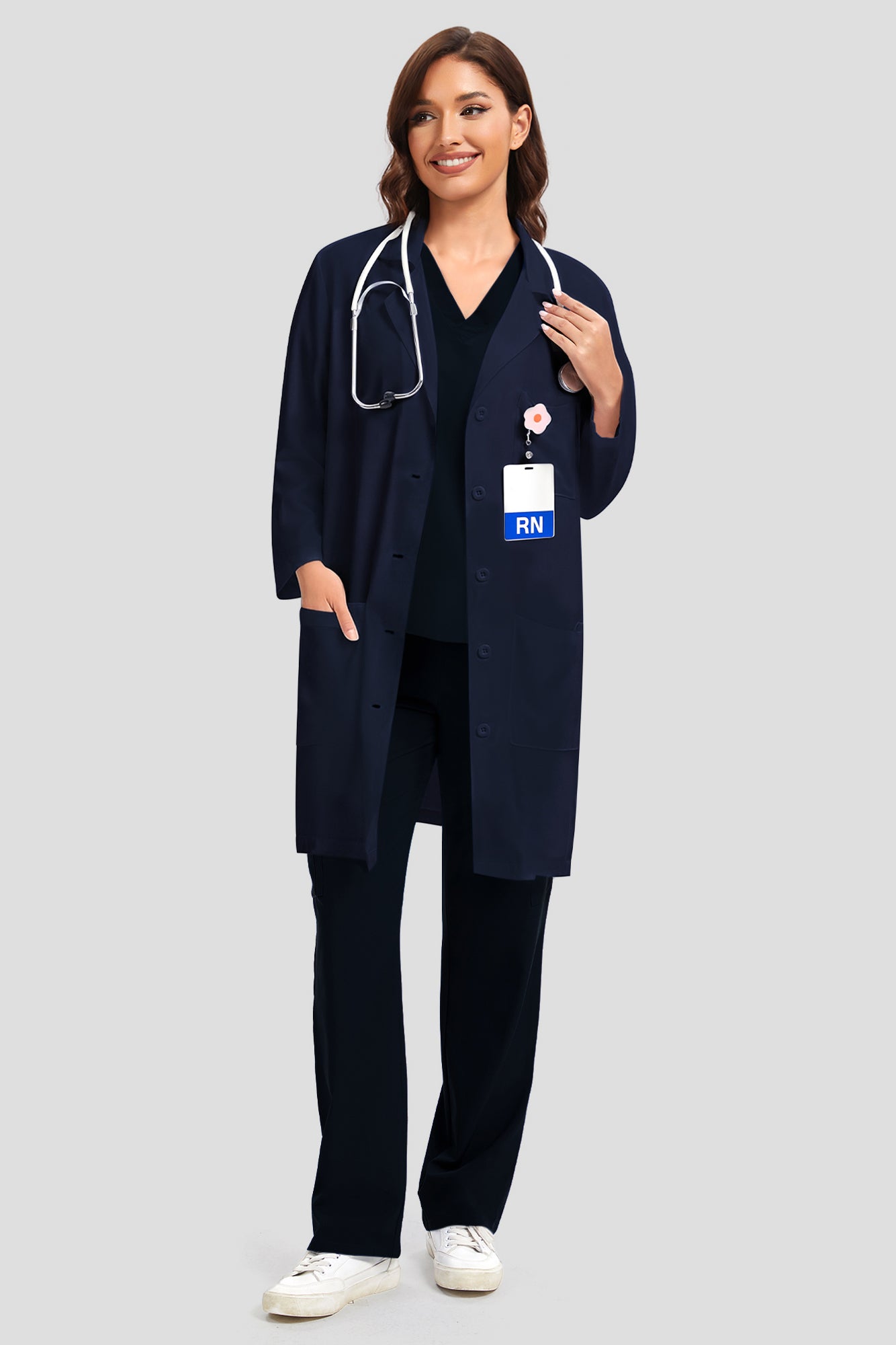COZYFIT Lab Coat for Woman 3 Pocket, Long Sleeve Medical Coat