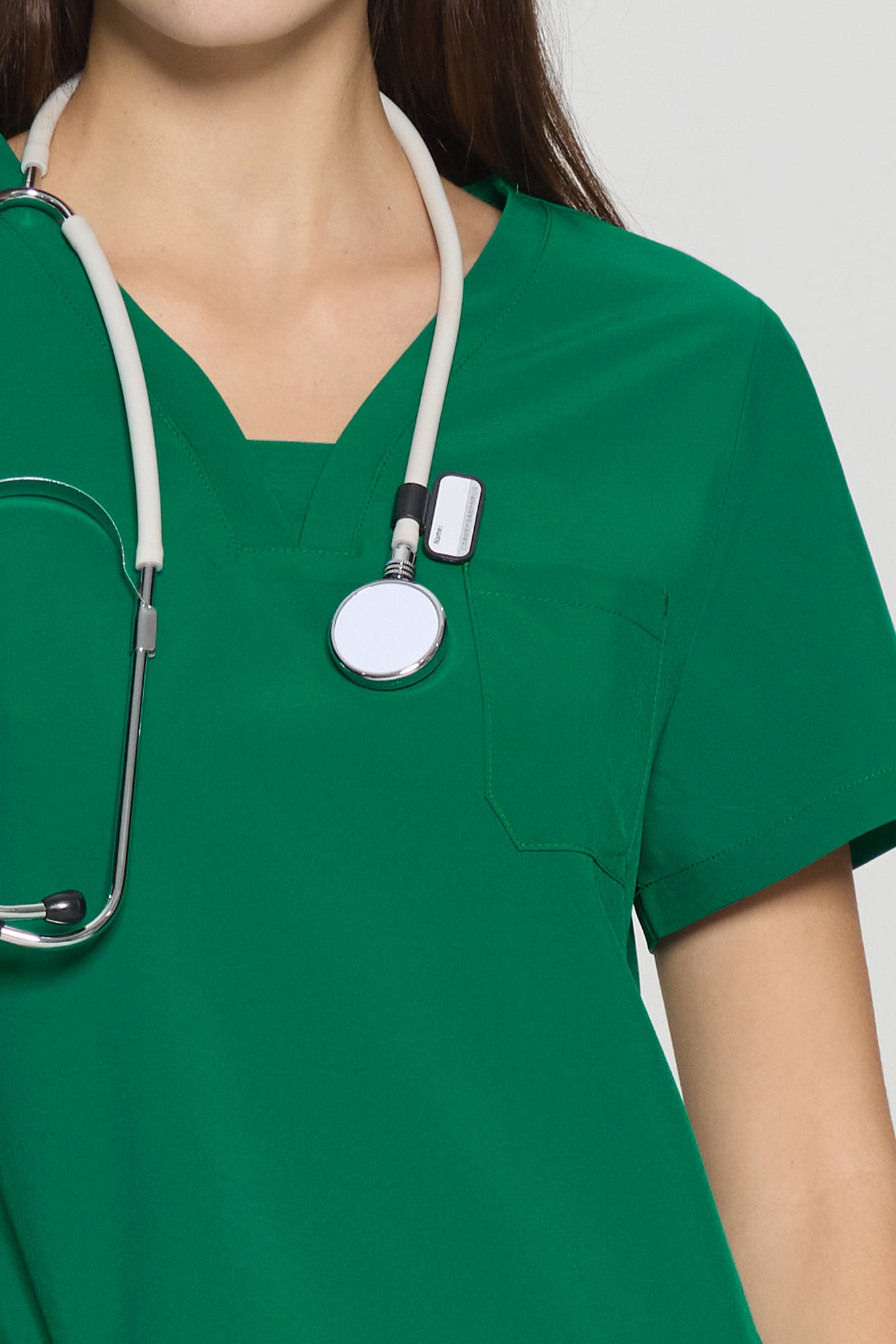 COZYFIT V-Neck Collar Patch Scrub Top & Cargo Pants with 10 Pockets