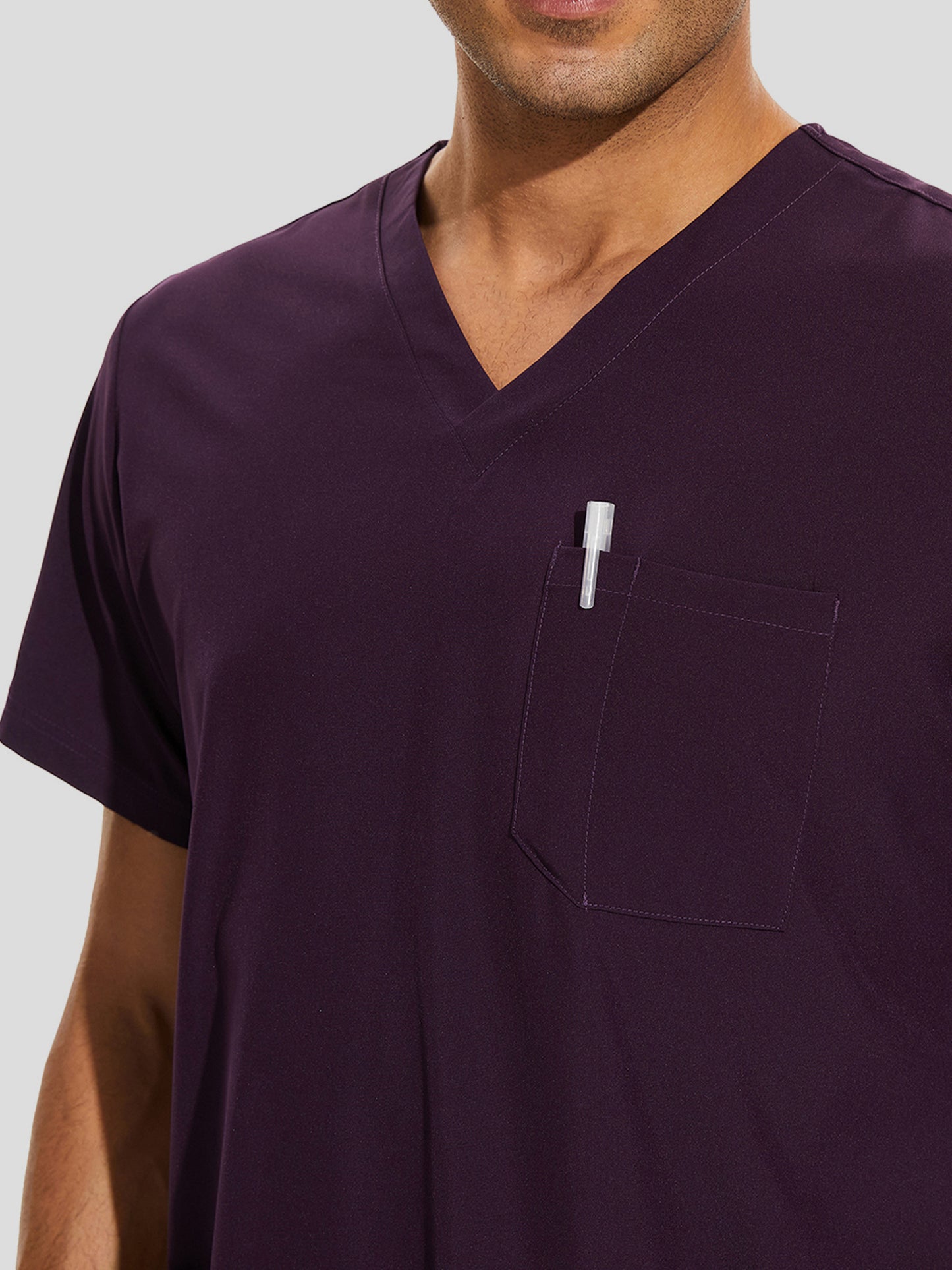 COZYFIT V-Neck Scrub Top & Jogger Pant with 8 Pockets, Yoga Waistband, Anti-Wrinkle Scrubs for Men