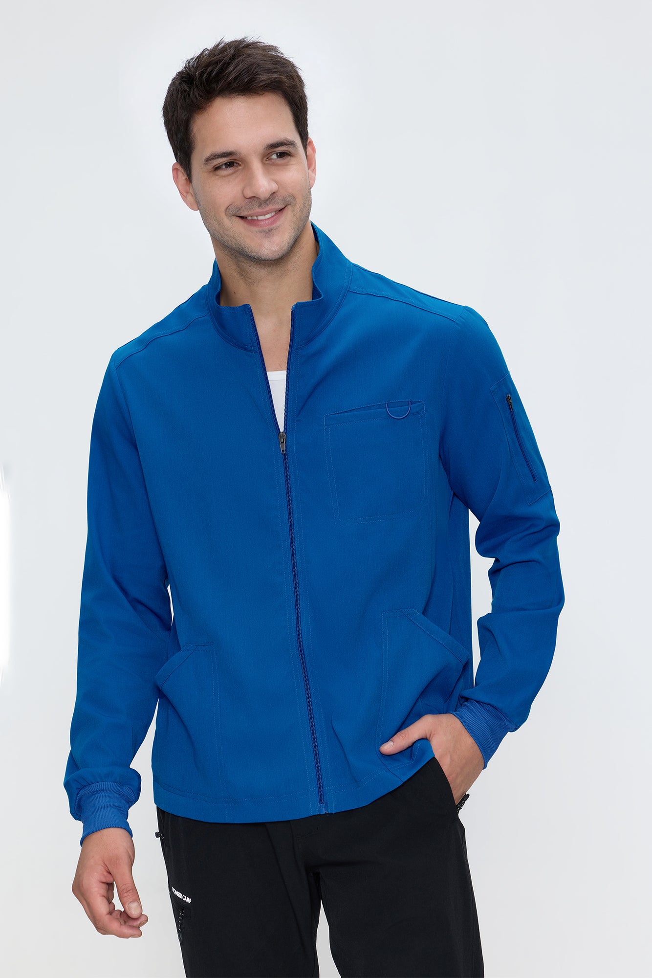 Scrub Jacket Men, Zip Front Men's Medical Scrub Jacket with 5 Pockets, Soft Stretch Fabric