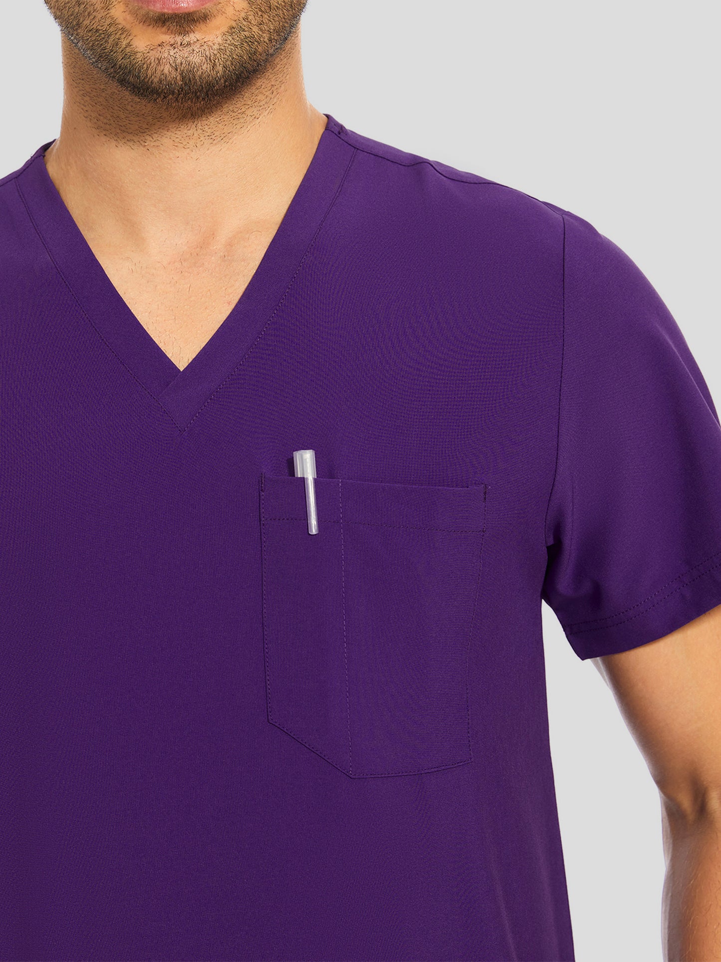 COZYFIT V-Neck Scrub Top & Jogger Pant with 8 Pockets, Yoga Waistband, Anti-Wrinkle Scrubs for Men