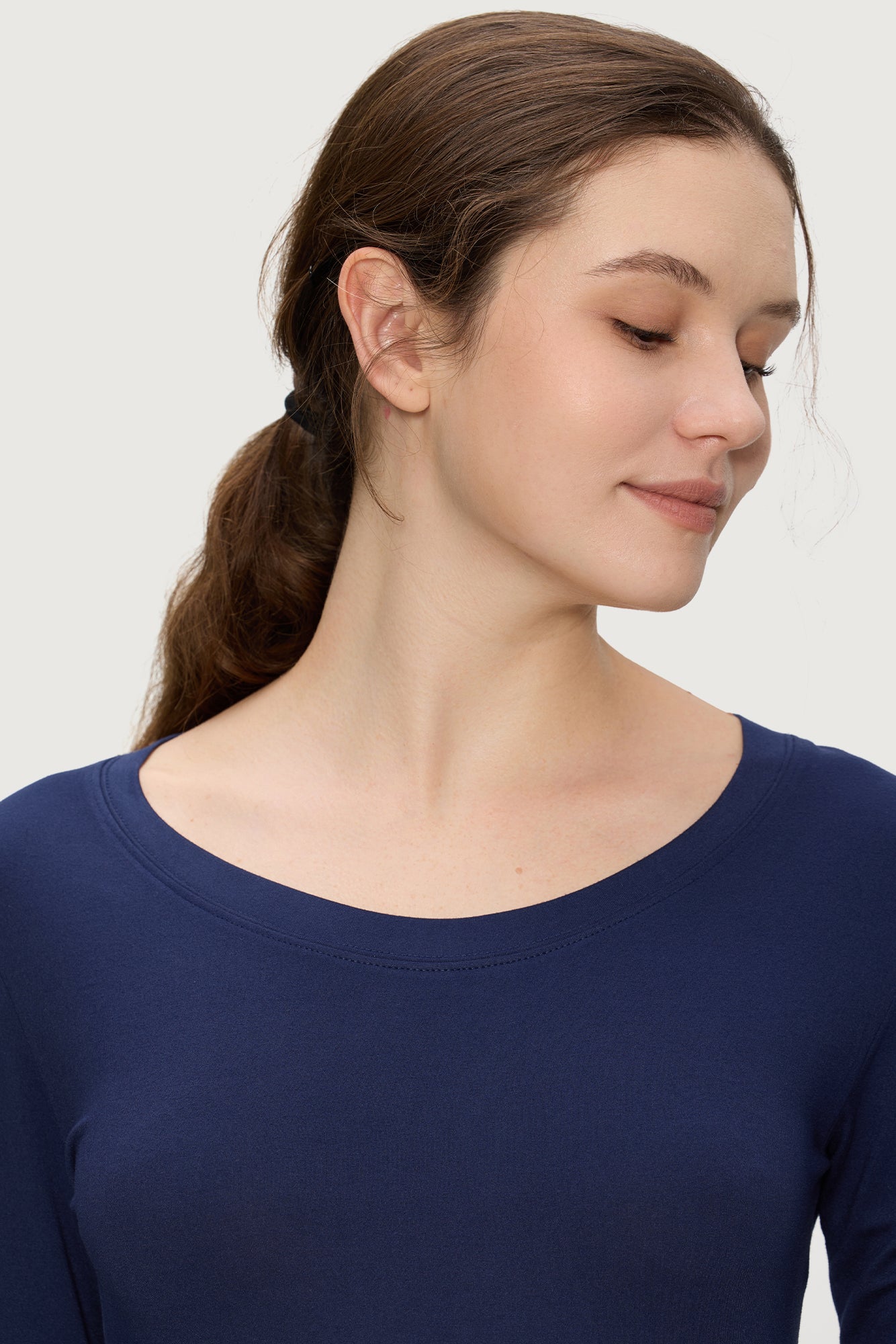 Underscrub Long Sleeve Women - Scoop Neck Scrubs Undershirt Soft Stretch Fitted Top