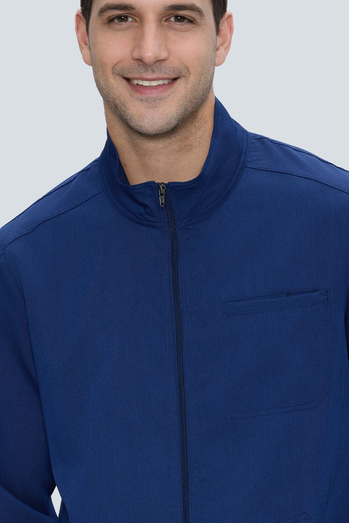 Scrub Jacket Men, Zip Front Men's Medical Scrub Jacket with 5 Pockets, Soft Stretch Fabric