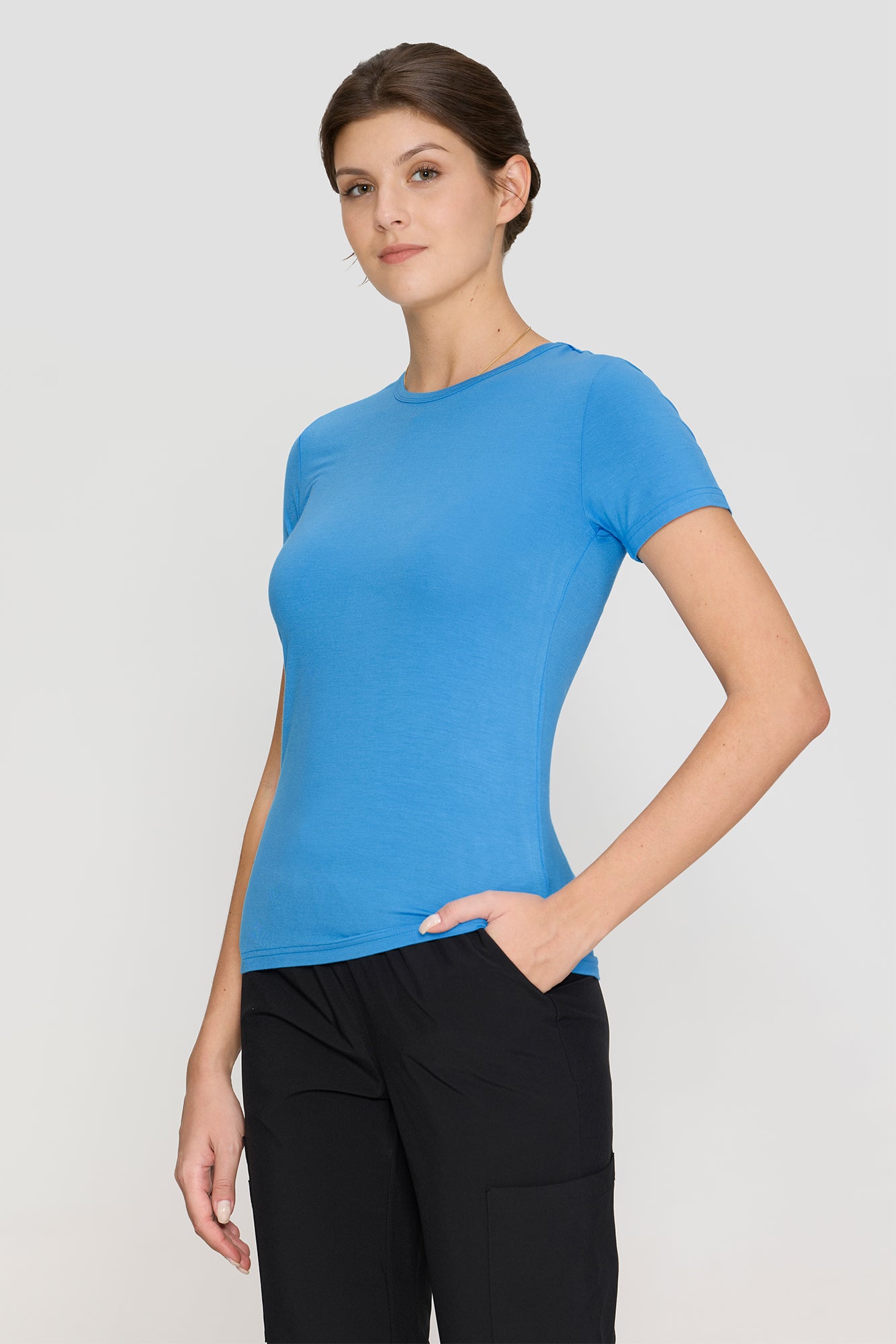 Women's Underscrubs Short Sleeve - Crew Neck Scrubs Tee, Silky Knit Undershirts for Nurse