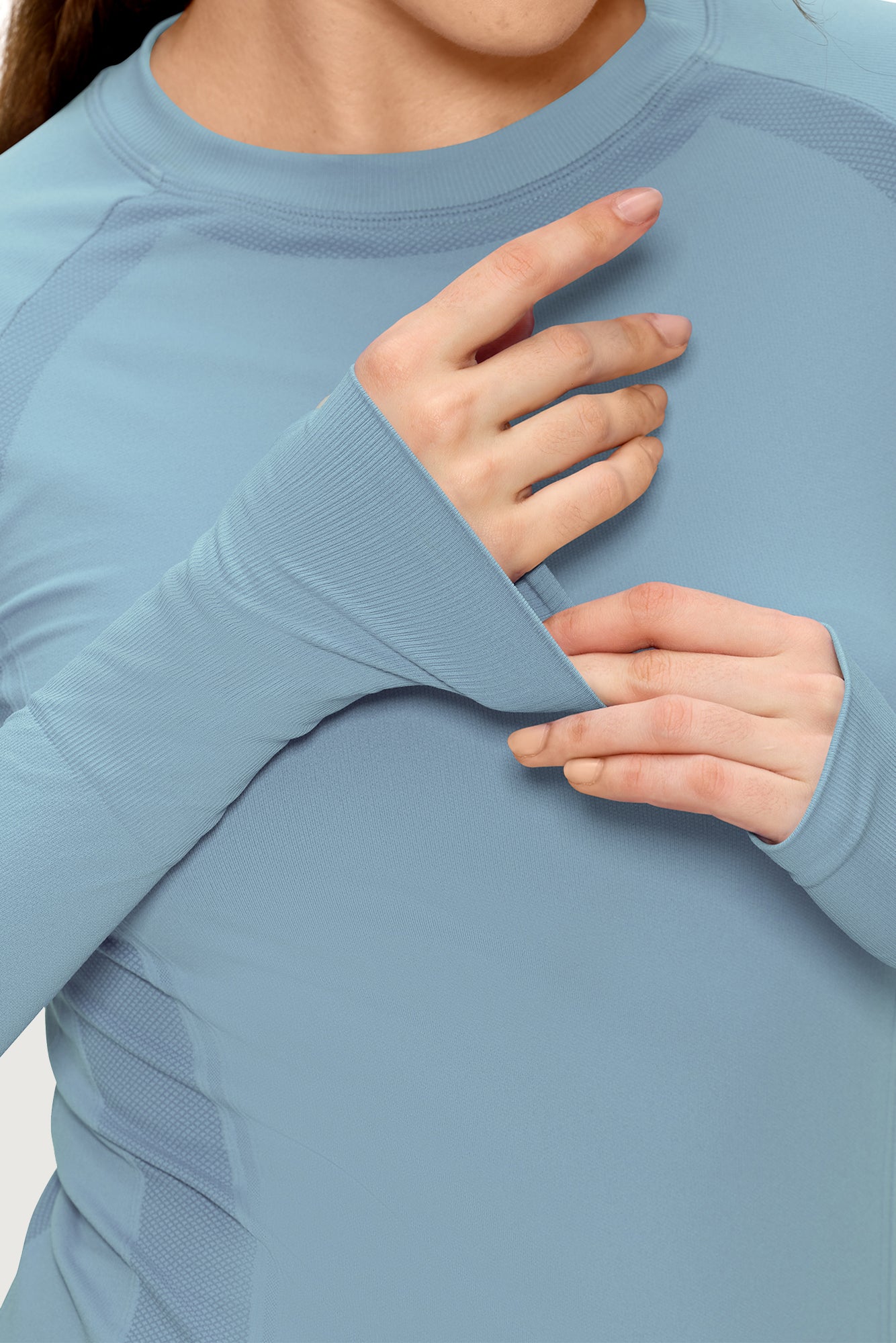Underscrub Long Sleeve Women, Seamless Athletic Undershirt Cotton Shirts, Thumb Holes Workout Tops