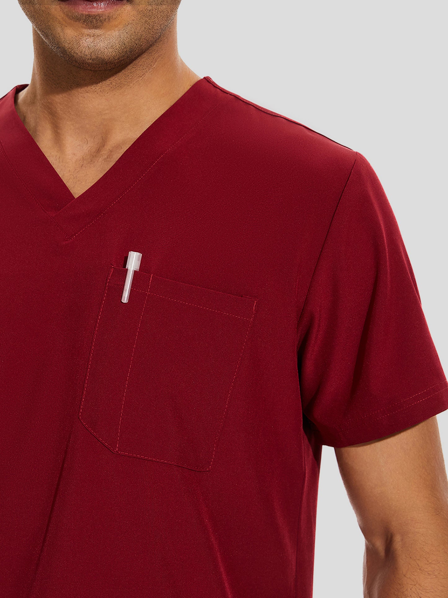 COZYFIT V-Neck Scrub Top & Jogger Pant with 8 Pockets, Yoga Waistband, Anti-Wrinkle Scrubs for Men