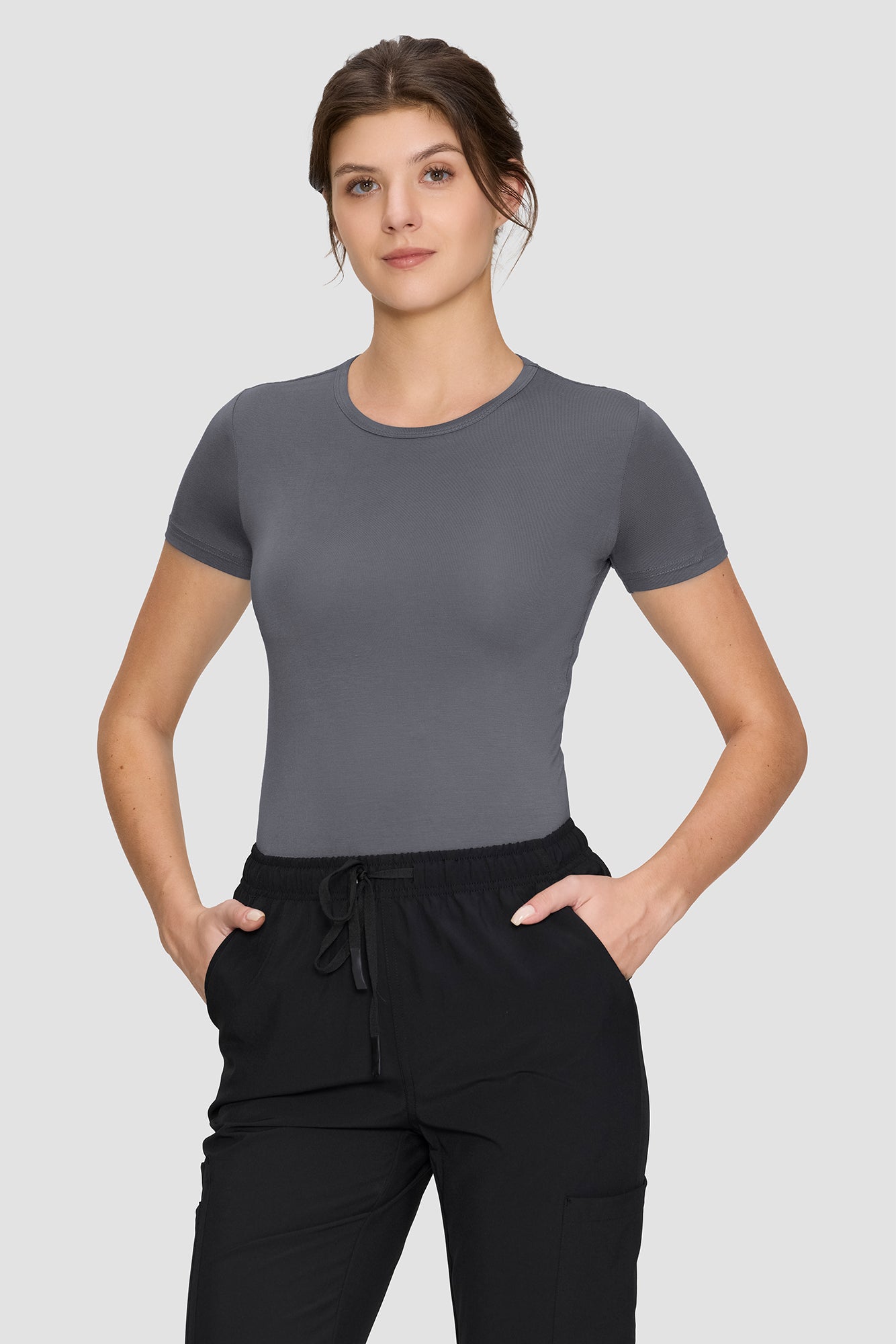 Women's Underscrubs Short Sleeve - Crew Neck Scrubs Tee, Silky Knit Undershirts for Nurse