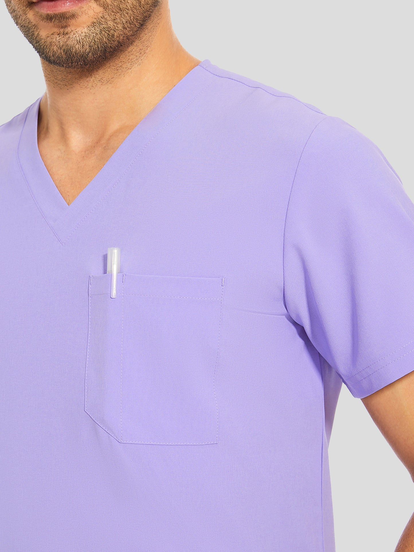 COZYFIT V-Neck Scrub Top & Jogger Pant with 8 Pockets, Yoga Waistband, Anti-Wrinkle Scrubs for Men
