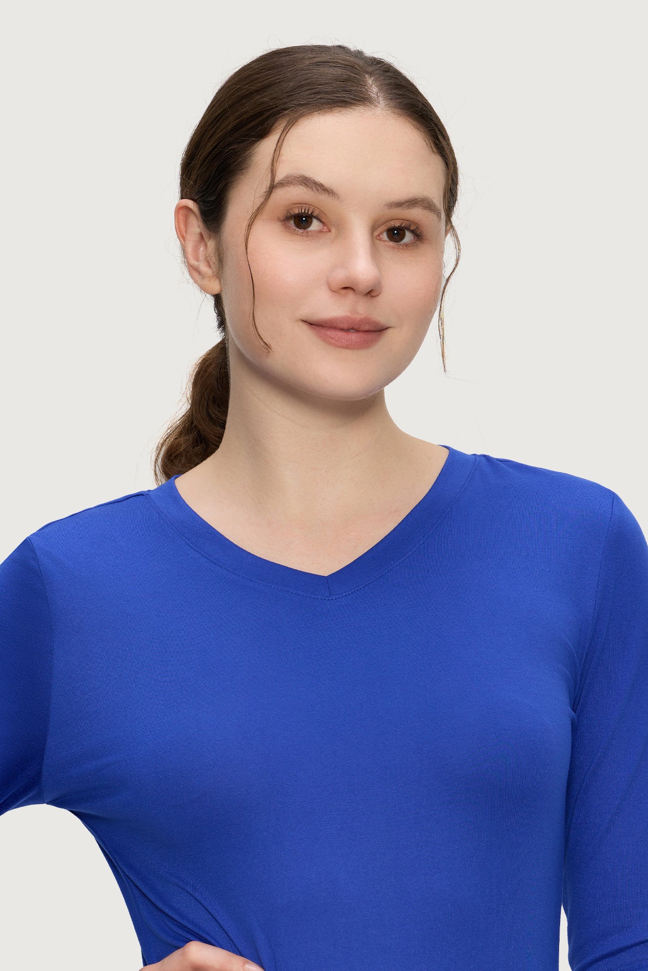 Women’s Underscrub Tee Comfort V-Neck Long Sleeve Undershirt with Soft & Easy Care Fabric