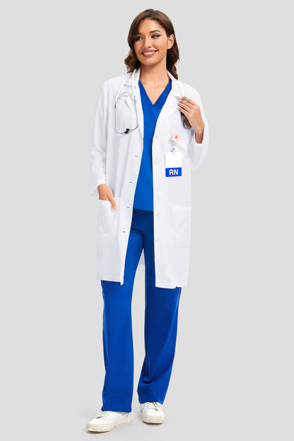 Women's White Lab Coat, Full-Length Front View