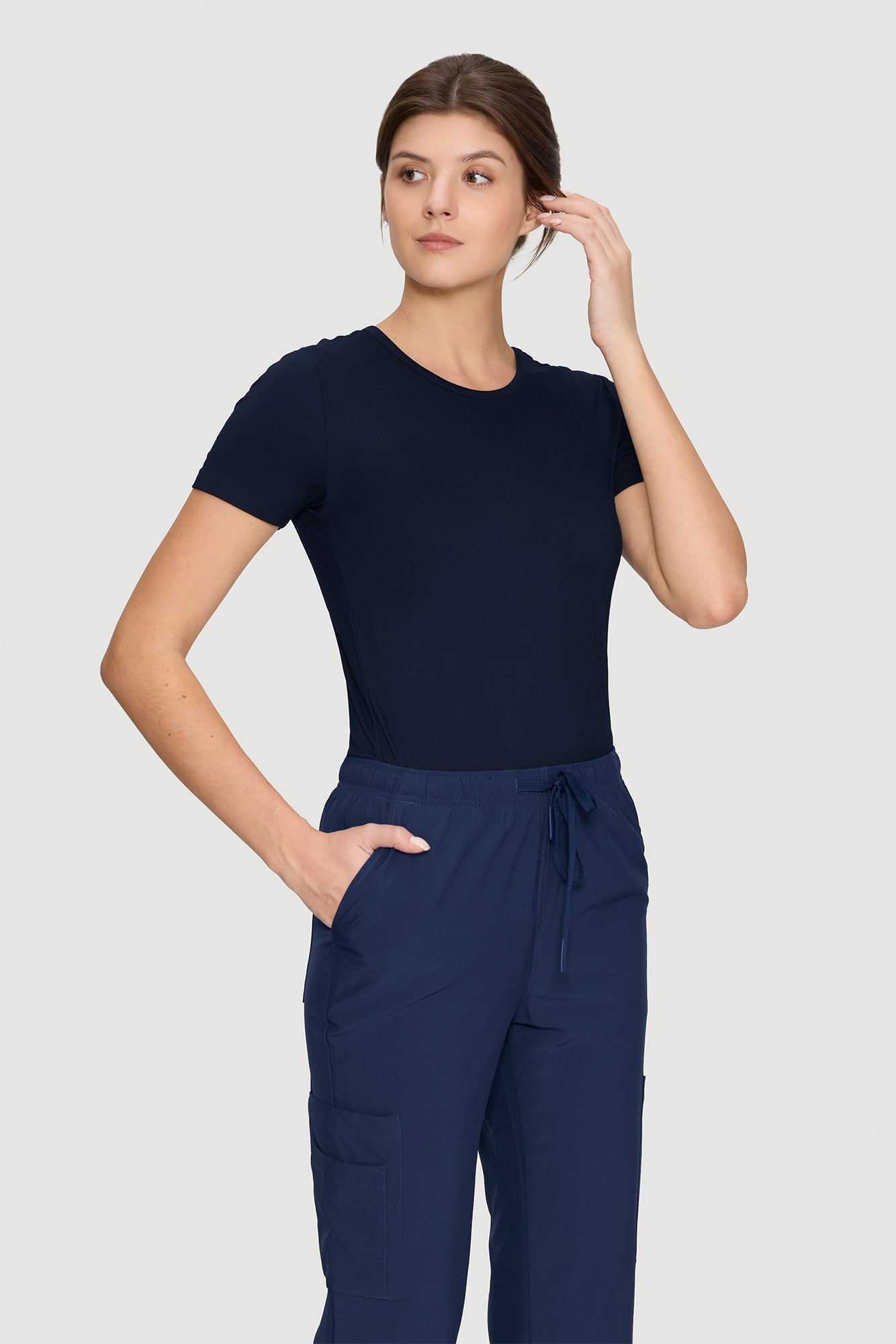 Women's Underscrubs Short Sleeve - Crew Neck Scrubs Tee, Silky Knit Undershirts for Nurse