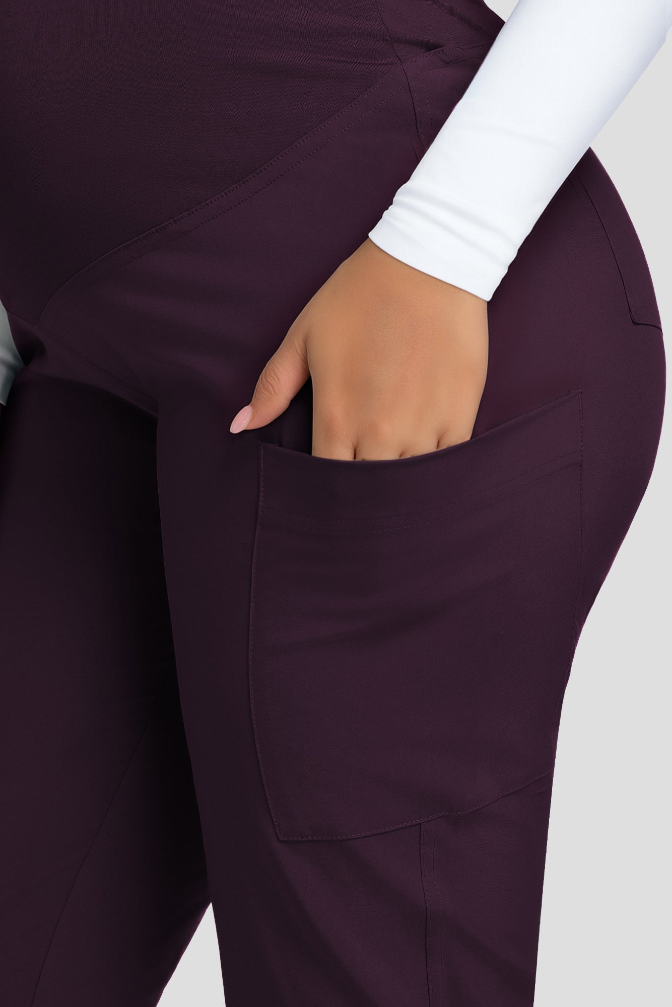 COZYFIT Maternity Scrub Pants - Pregnancy Jogger Pants for Women Workwear with Stretch Belly Panel, 4 Pockets