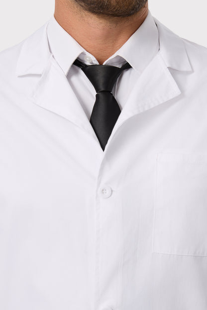 Men's White Lab Coat, Button Front Detail