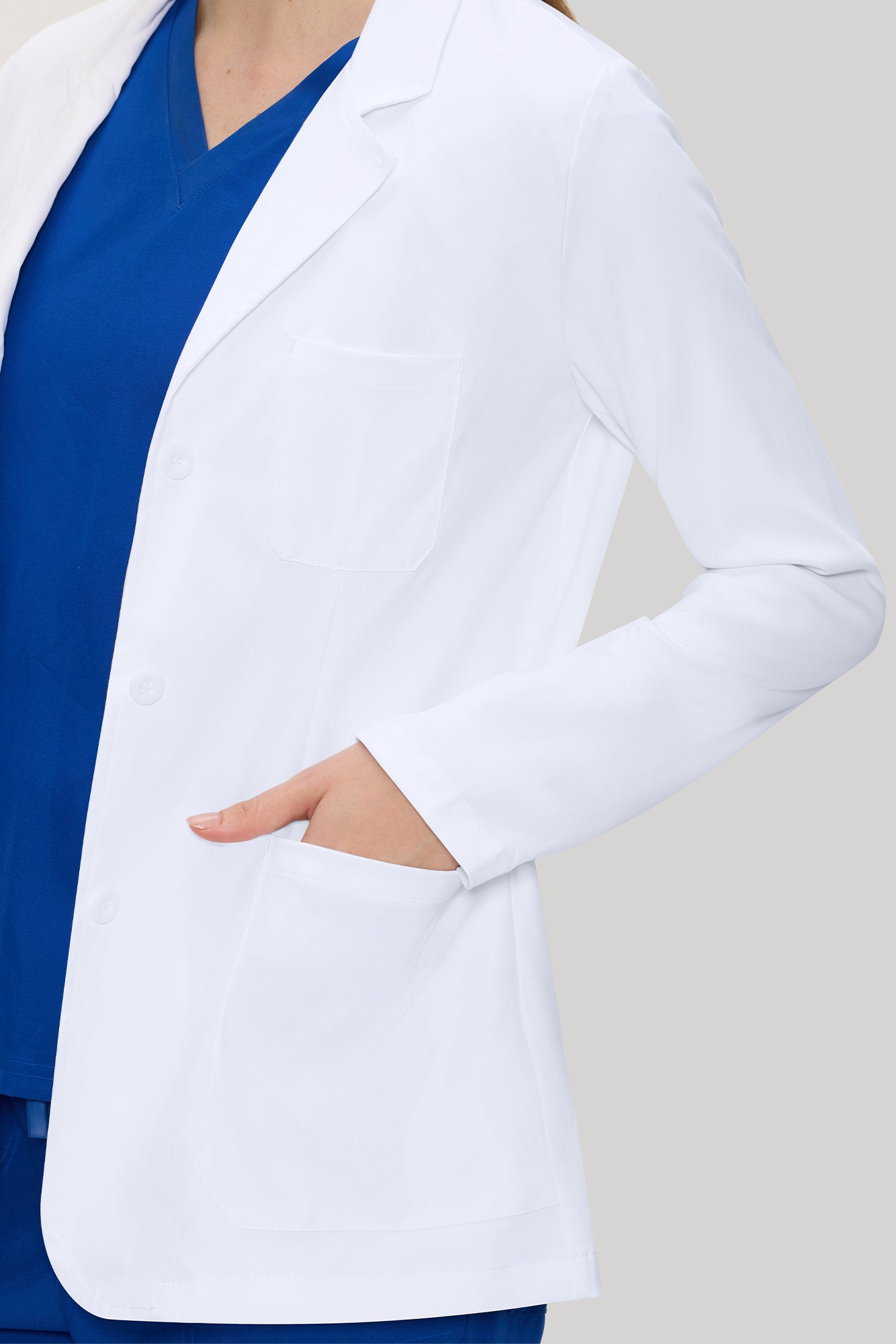 White Lab Coat for Women, Button Front Consultation Coat, White | 4 Pockets, Long Sleeve Layer, Soft Comfot Fabric, For Students, Doctors, Clinic Work, Daily Rounds, Workwear, Costume