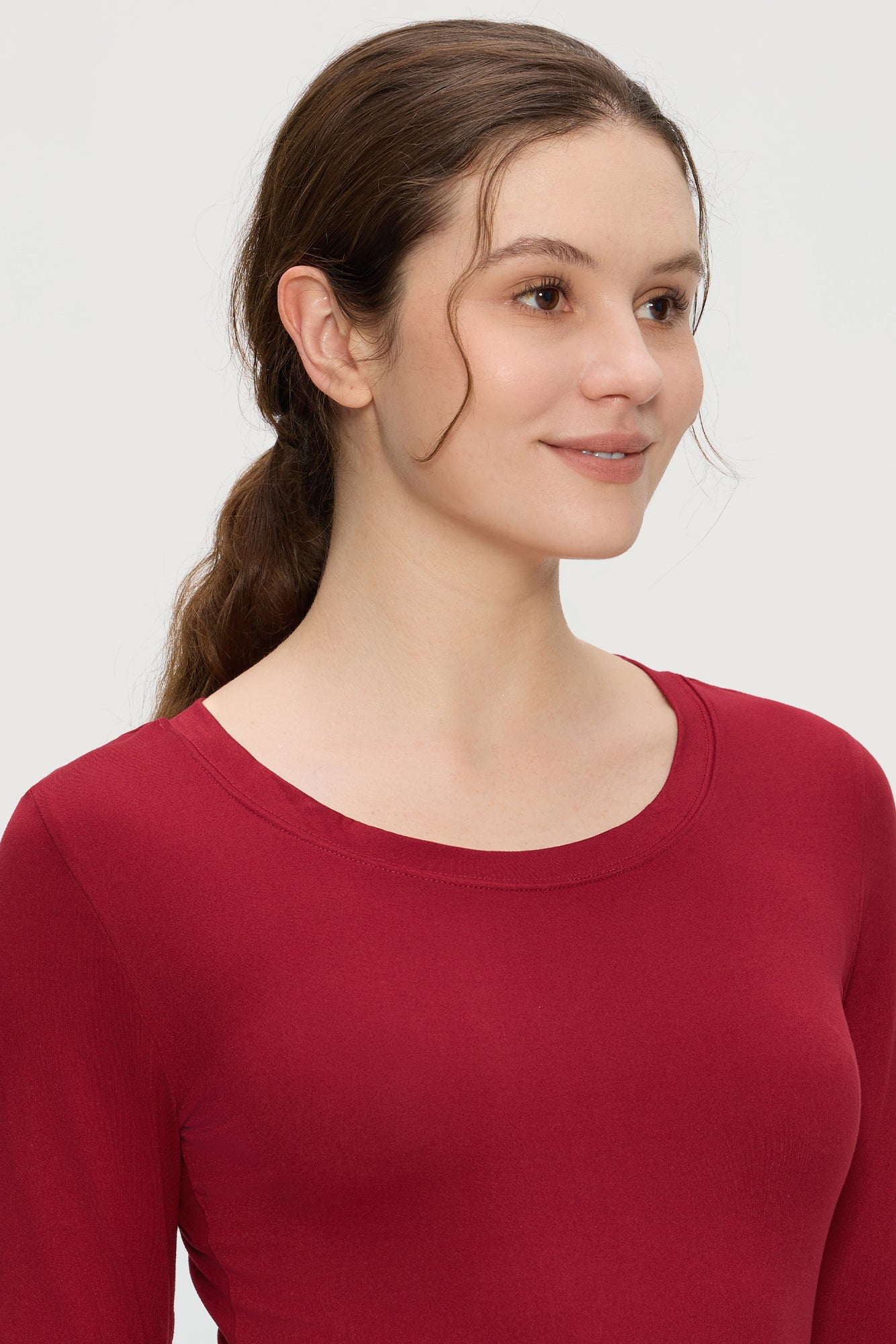 Underscrub Long Sleeve Women - Scoop Neck Scrubs Undershirt Soft Stretch Fitted Top