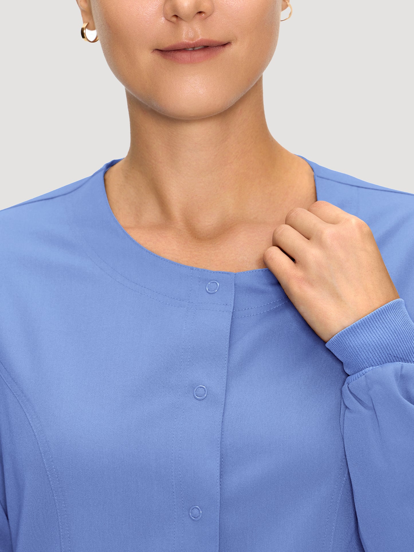 Scrub Jackets for Woman, Snap Front Nurse Jacket with 3 Pockets, Easy Care Soft Fabric