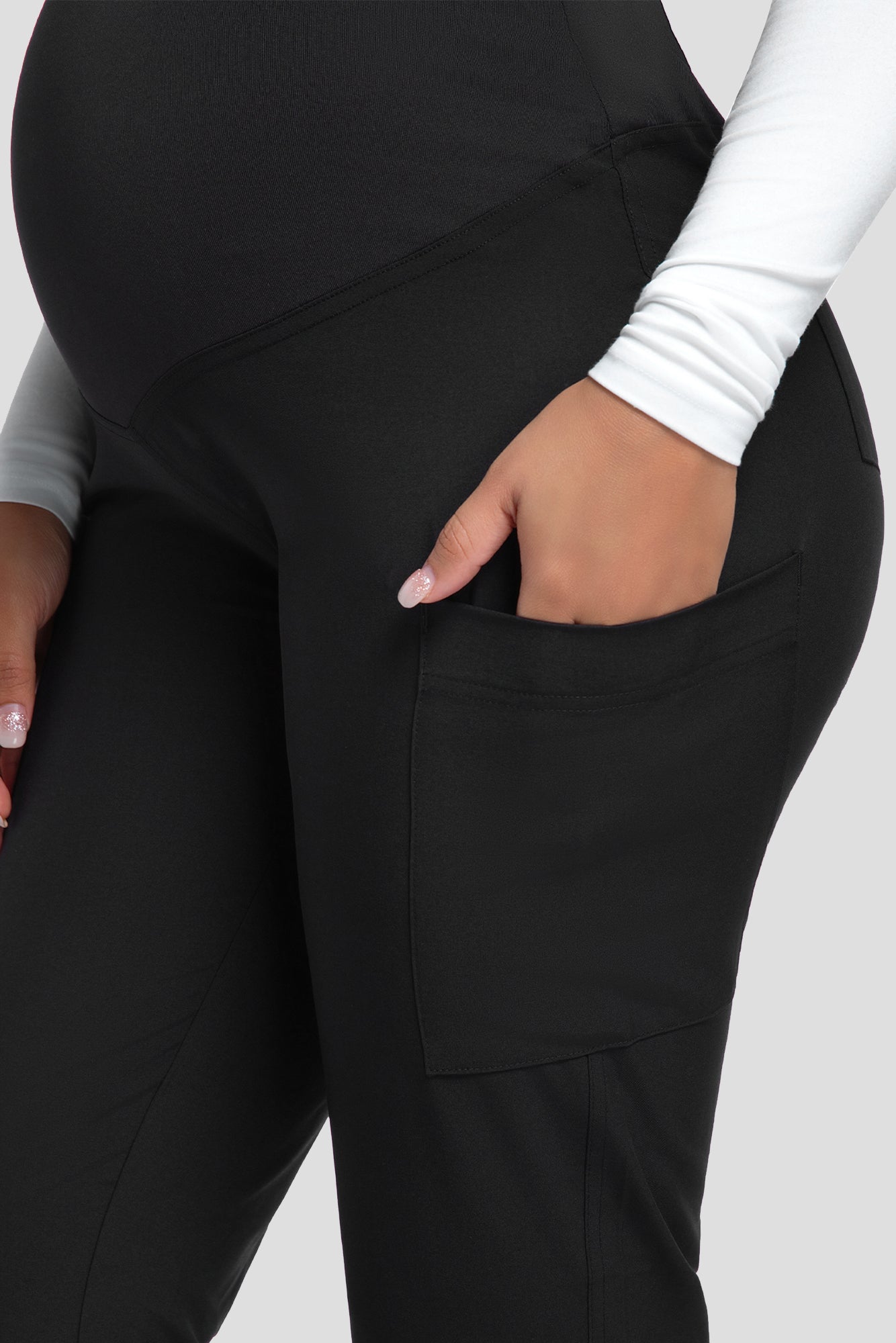 COZYFIT Maternity Scrub Pants - Pregnancy Jogger Pants for Women Workwear with Stretch Belly Panel, 4 Pockets