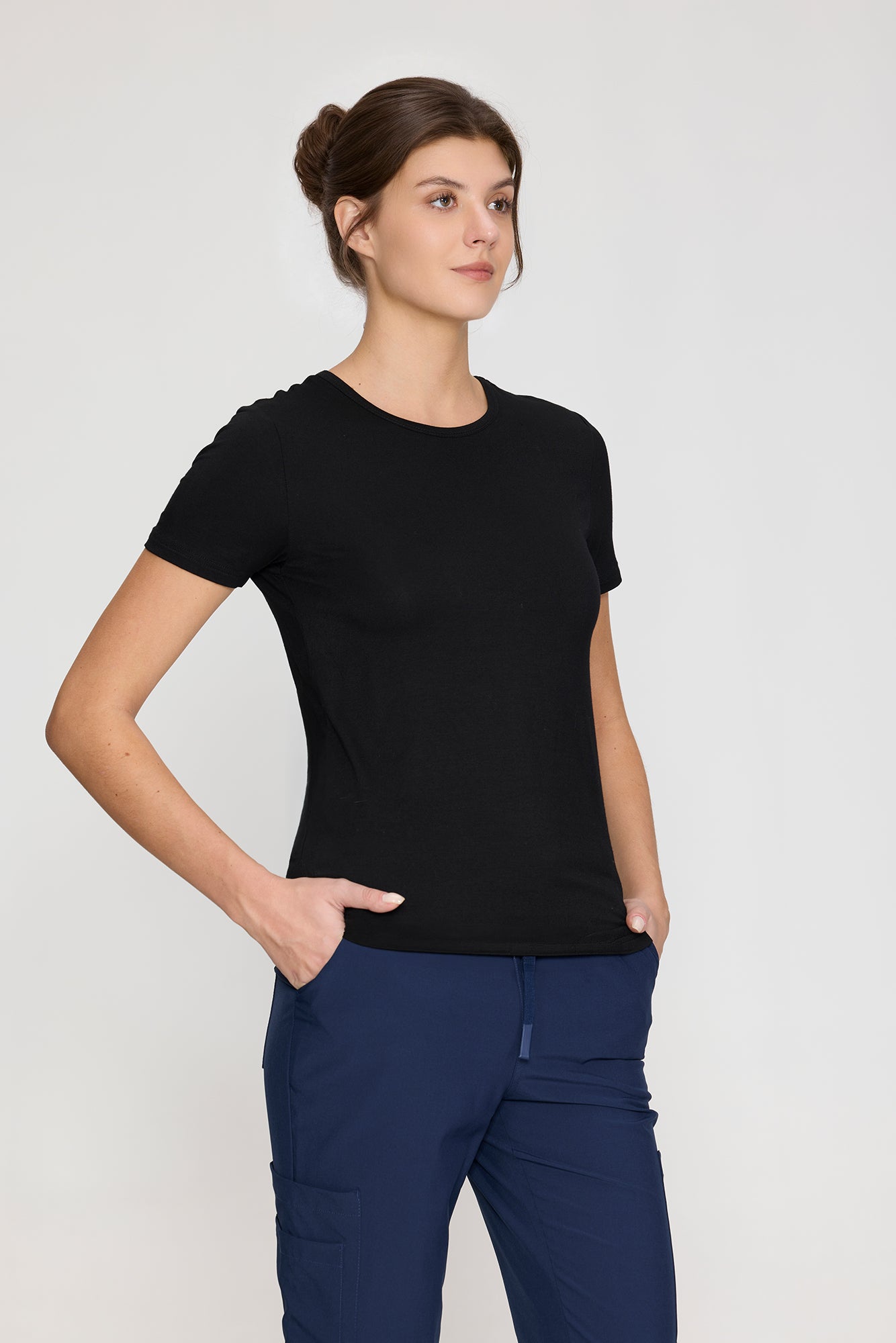 Women's Underscrubs Short Sleeve - Crew Neck Scrubs Tee, Silky Knit Undershirts for Nurse