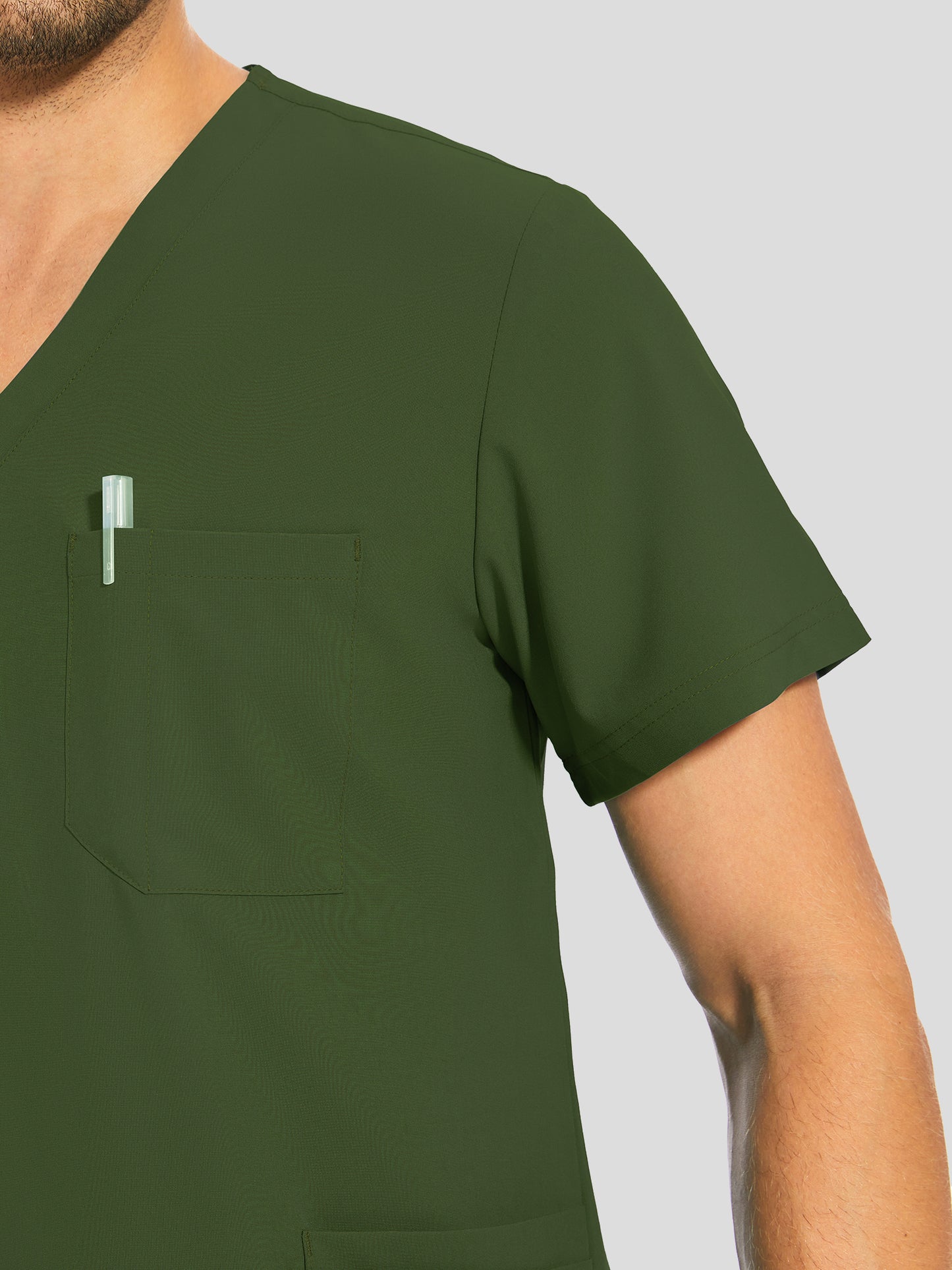 COZYFIT V-Neck Scrub Top & Jogger Pant with 8 Pockets, Yoga Waistband, Anti-Wrinkle Scrubs for Men